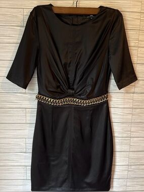 ELISABETTA FRANCHI Mini Dress with Gold Chain Waist